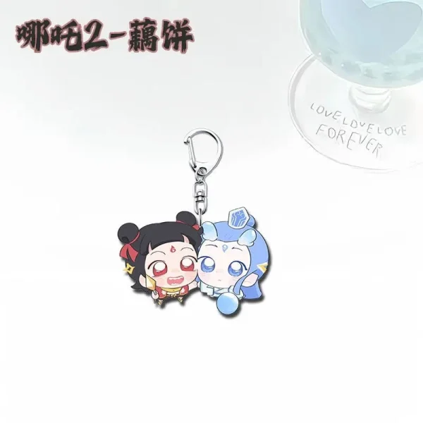 4Pcs/set Anime Ne Zha 2 Keyrings Nezha Aobing Acrylic Pendant 4Cm-1