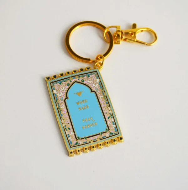 Prayer Mat Keyrings Work Hard Blue | Quote Lovin’ | Eid gifts