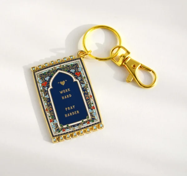 Prayer Mat Keyrings Work Hard Navy | Quote Lovin’ | Eid gifts