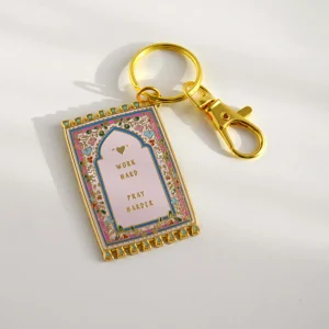 Prayer Mat Keyrings Work Hard Pink | Quote Lovin' | Eid gifts