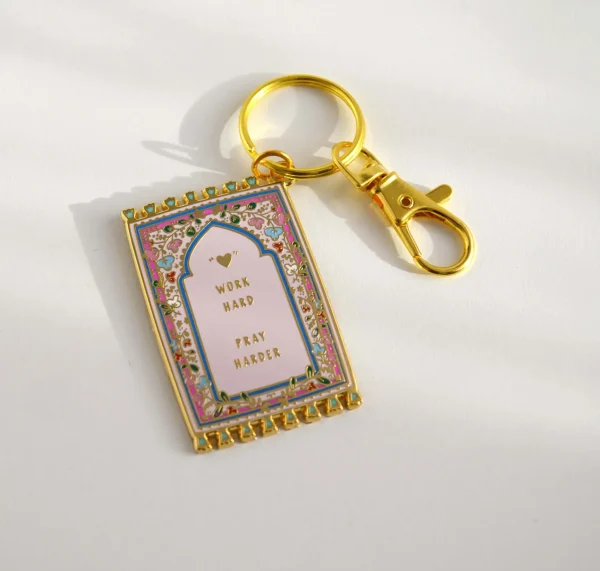 Prayer Mat Keyrings Work Hard Pink | Quote Lovin' | Eid gifts