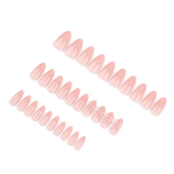 3D Nude Pink Bow Medium Nails - Image 4