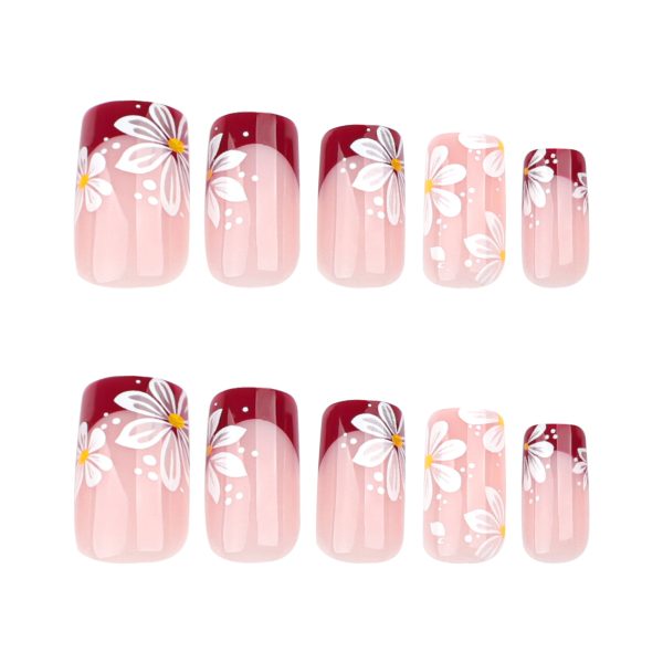 Daisy French Tips Short Nails - Image 2