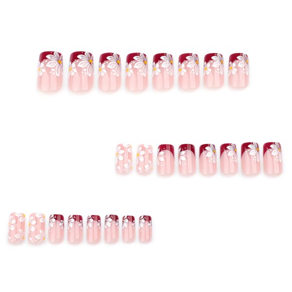 Daisy French Tips Short Nails - Image 5