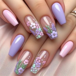 Lavender Garden Medium Nails