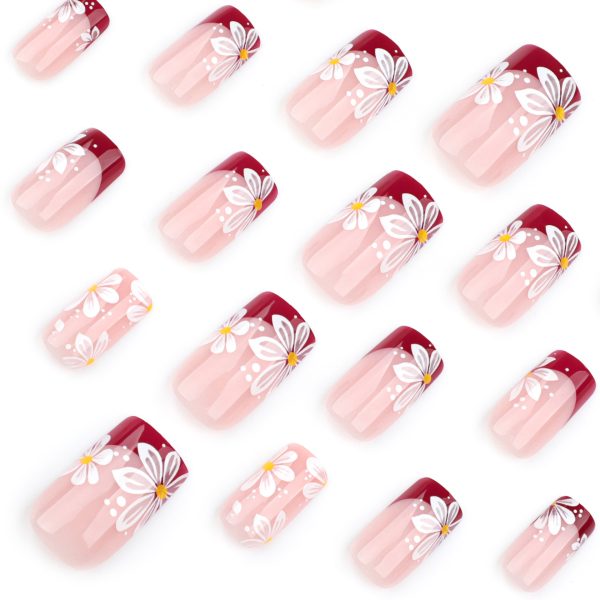 Daisy French Tips Short Nails - Image 3