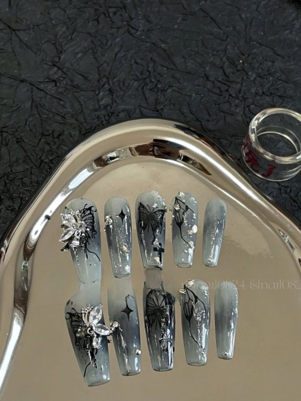 Black Butterfly Handmade Nails