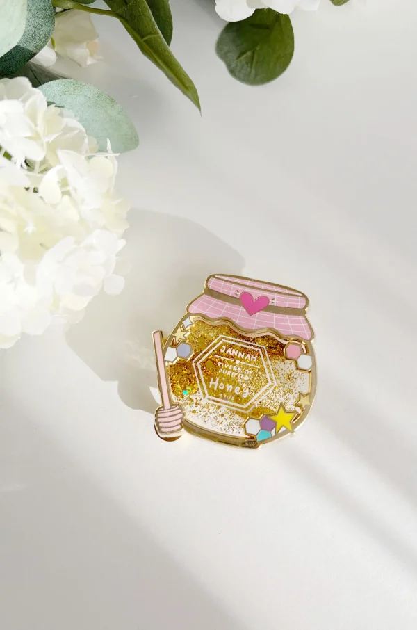 Honey Jar Glitter liquid pin with display banner Pink | Quote Lovin' | Eid gifts